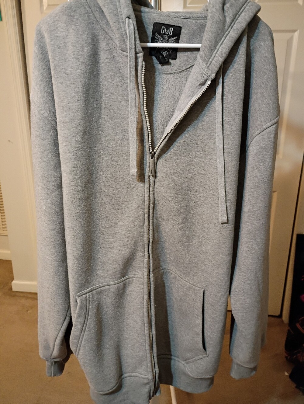 G&B Men’s Light Gray Full-Zip Hoodie Sweater